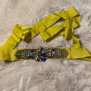 EUC Anthropologie Jeweled Chartreuse Tie Belt
